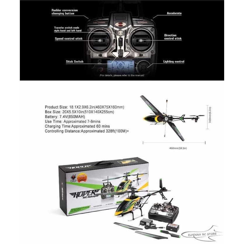 Wltoys V912 2.4G 4Ch Single Blade Rc Helicopter Lcd Controller Ty82940