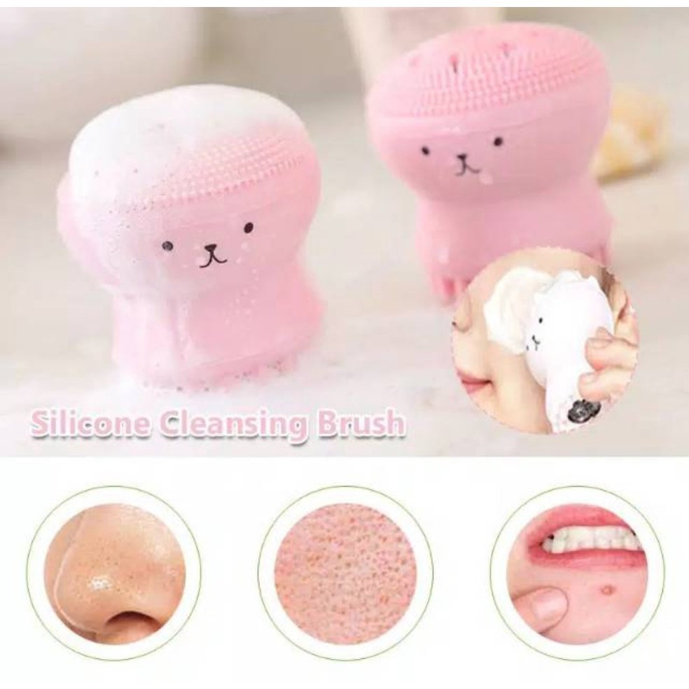 BAJ SPON OCTOPUS ALAT Sikat Pembersih Wajah Silikon Brush Foamer Facial Cleanser cleansing Gurita - AK005