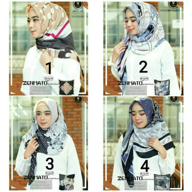 Hijab Segiempat / Hijab SQUARE / Hijab Voal Print / Jilbab Motif / ZENMATO by Yeffa Scarf