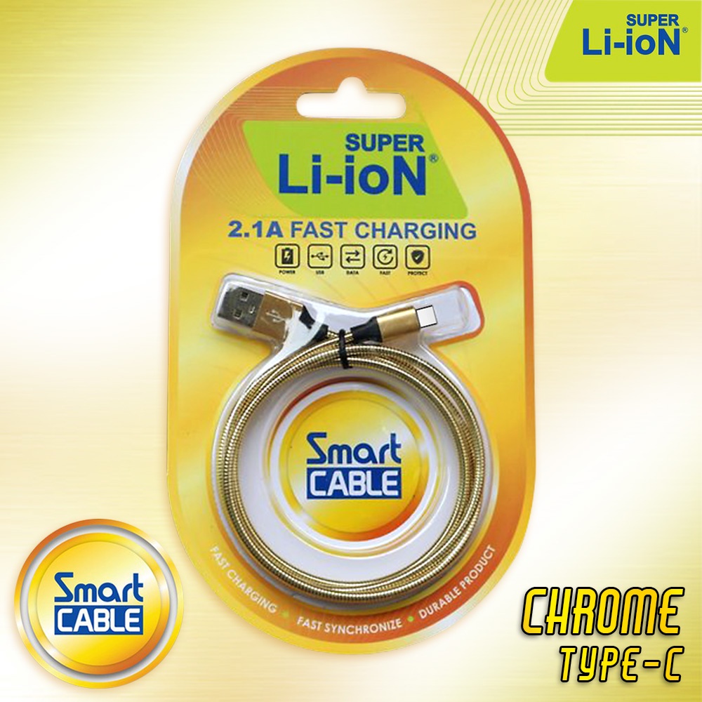 KABEL CHARGER TYPE C KABEL DATA TYPE C KABEL LI-ION CHROME TYPE C KABEL DATA FAST CHARGING