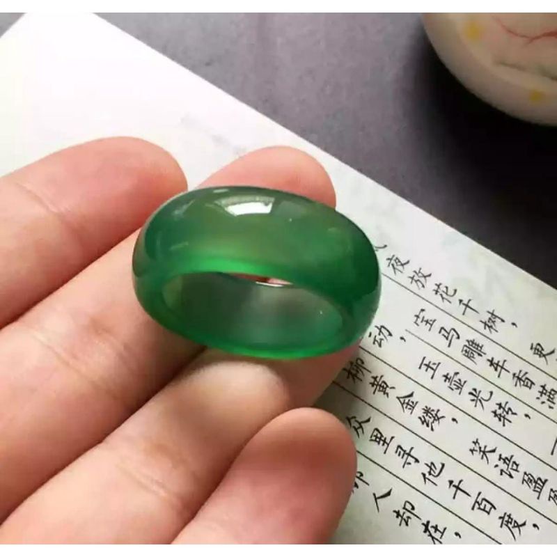 (Bayar ditempat)Cincin Pria Wanita Cincin Giok Keberuntungan Kesehatan Batu Giok Asli Natural