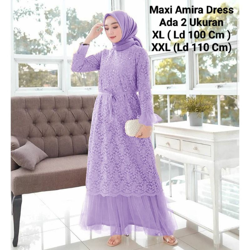 COD☑️PAKAIAN GAMIS WANITA BROKAT/MAXI AMIRA DRESS SIZE XL-XXL/PAKAIAN MUSLIM WANITA MAXI/DRESS WANITA BROKATGOOD QUALITY