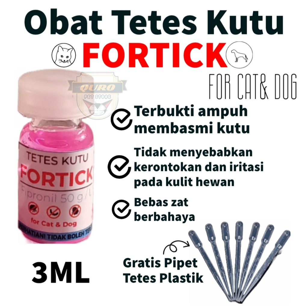 Obat Tetes Kutu Kucing dan Anjing FORTICK 3 ml / mirip detick, obat kutu
