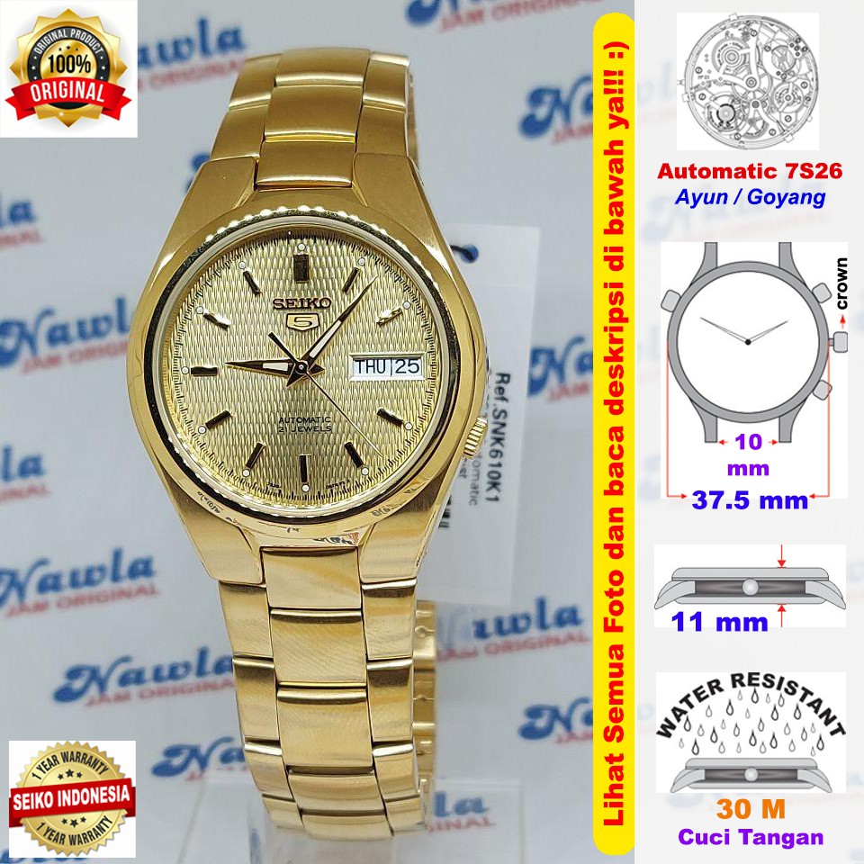 Seiko 5 SNK610K1 Automatic Gold IP - Jam Tangan Pria SNK610