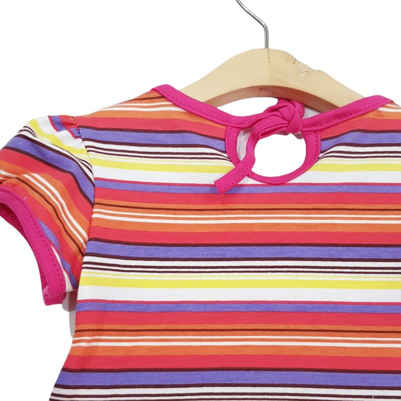 DRESS FASHION ANAK PEREMPUAN 1 TAHUN MOTIF CAT SALUR BORDIR ORANGE'S PINK FANTA