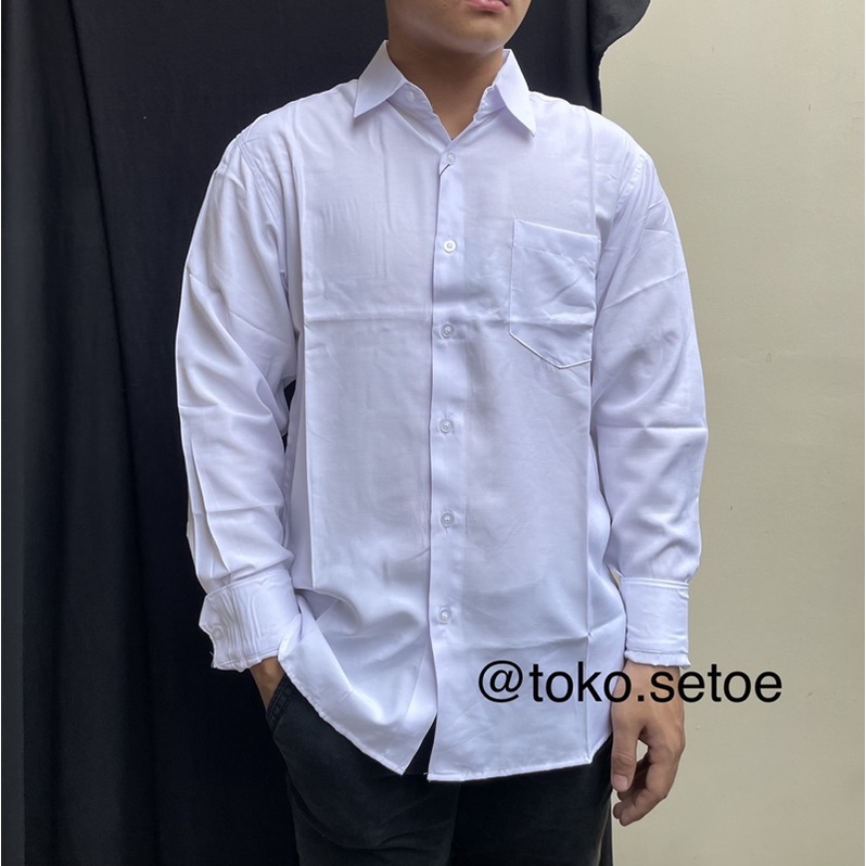 Kemeja Putih Pria Lengan Panjang Andre Michel & Mikel Adam Premium PROMO DISCOUNT Polos Atasan Laki
