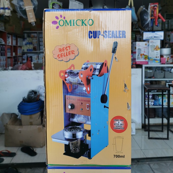 MESIN PRESS GELAS PLASTIK / CUP SEALER MACHINE MANUAL OMICKO 700ml