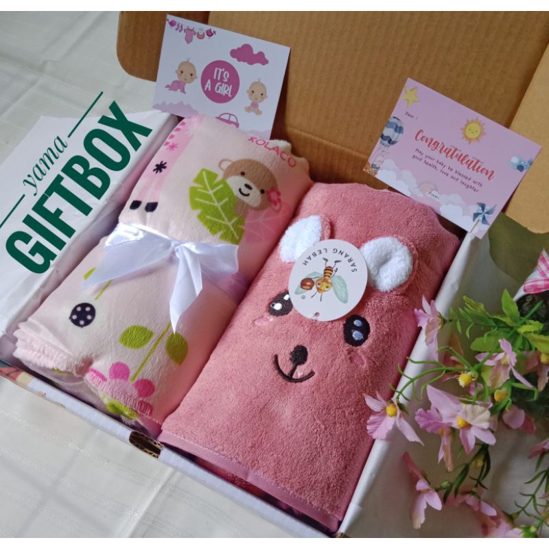 YAMA GIFTBOX paket hampers bayi kado kelahiran selimut dan handuk bayi