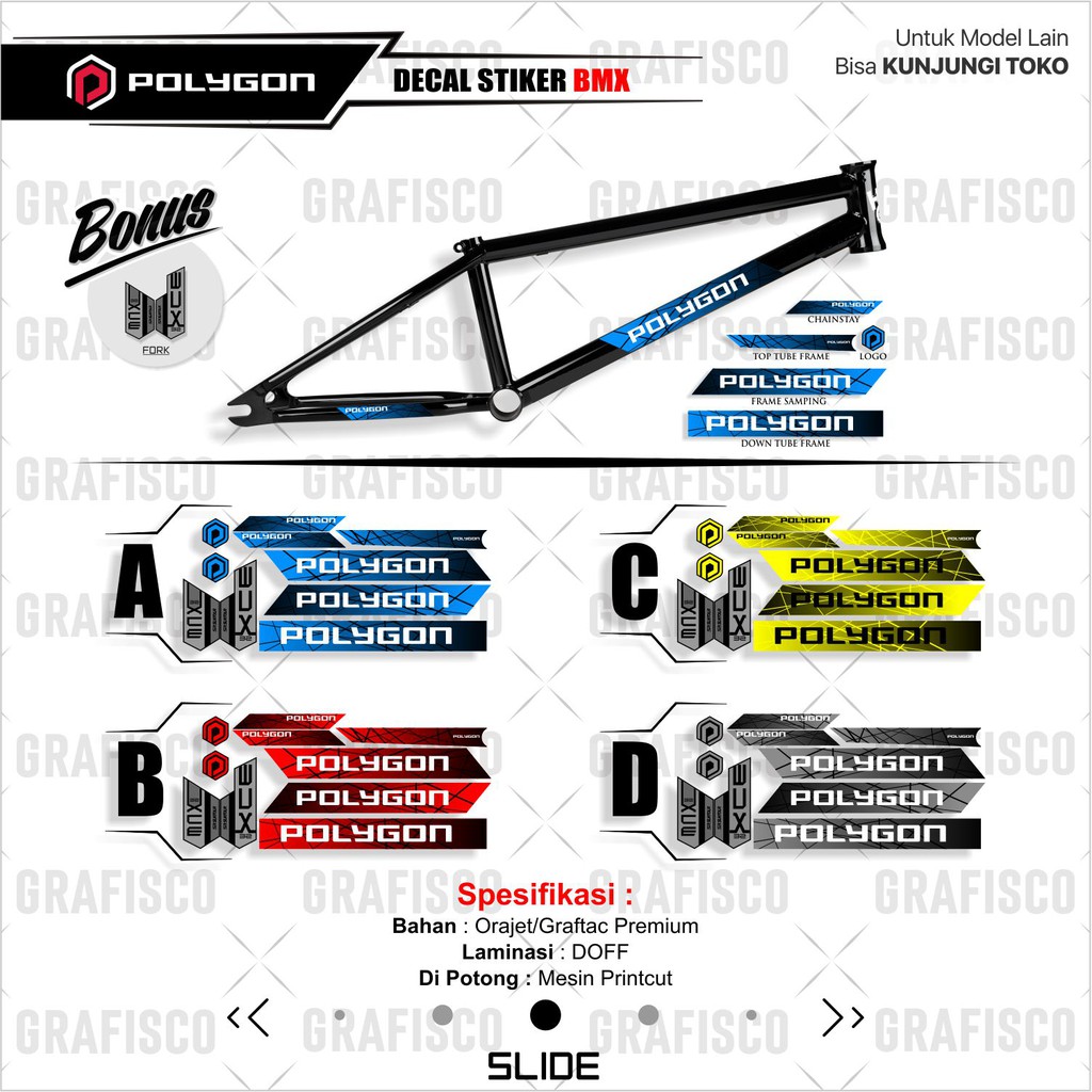 Decal Stiker sepeda bmx frame sepeda polygon bmx