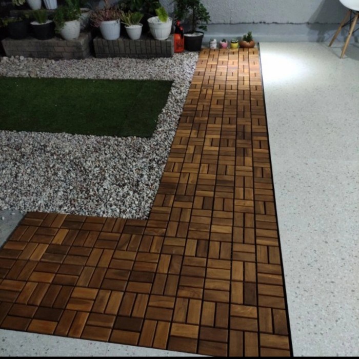 Lantai Kayu Jati Motif Zigzag Kecil / decking kayu UK 30x30cm