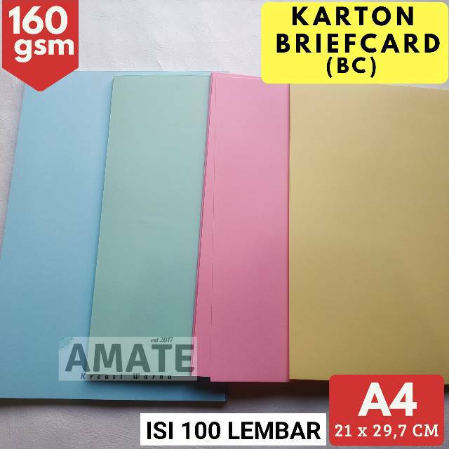 

[100 Lembar] Kertas Karton BC Briefcard 160 gsm A4 / Kertas Buku gambar Undangan Murah