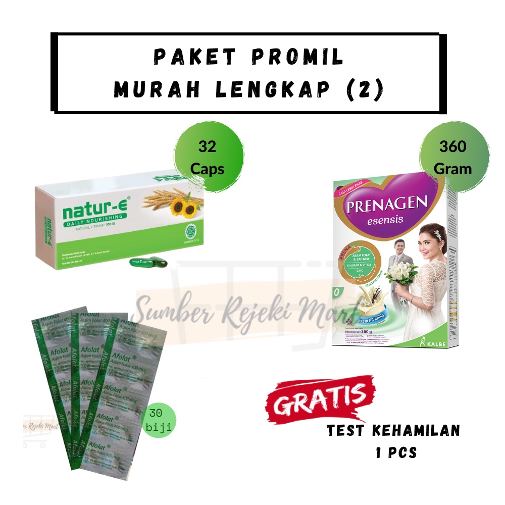 PAKET NUTRISI PROMIL MURAH LENGKAP BESAR 1 bulan (ISI: AFOLAT,PREN.ESENSIS,NATUR E)/PROGRAM HAMIL