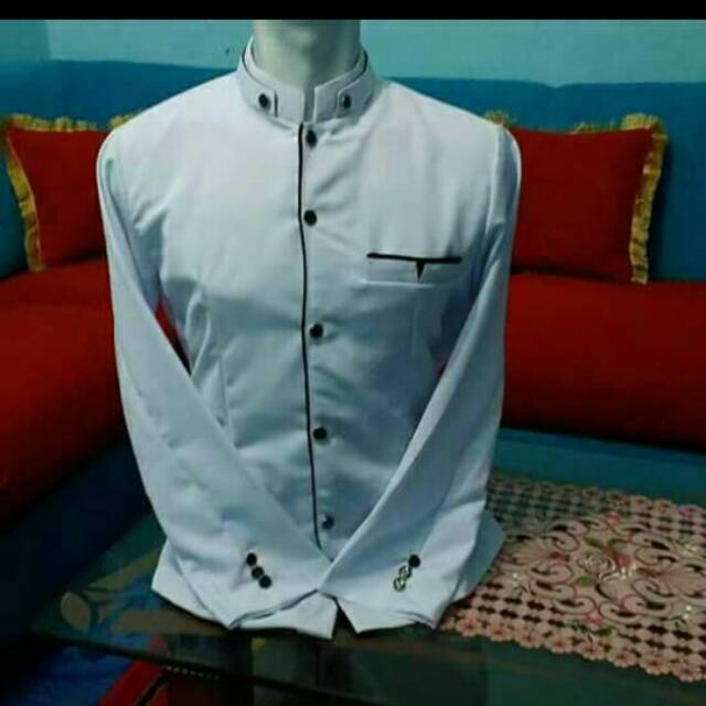 Jasko Modern Elegan Putih Polos List Hitam