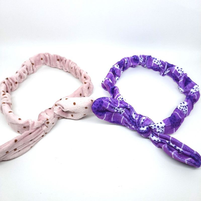 Bandana Headband isi 6pcs Bando  Korea Motif Pita Chiby Bludru Grosir