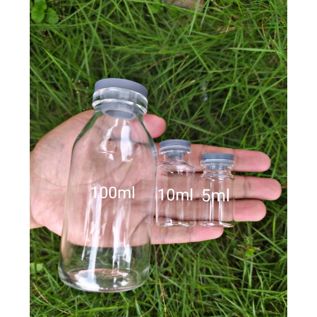 Botol Vial/Botol Kaca 10ml Tutup Rubber Stoper/Botol Pernak-pernik