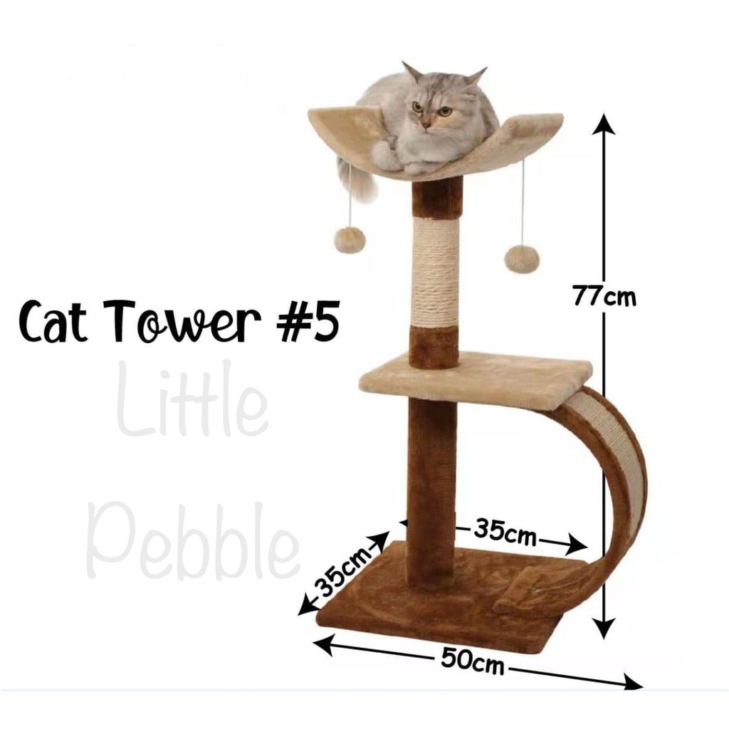 Cat Tower 5 Mainan Garukan Kucing 2 Tingkat dan Atas Oval mainan Kucing