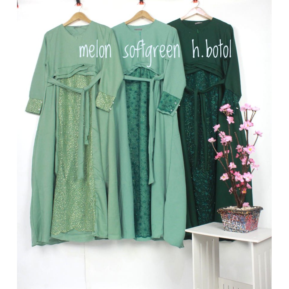 GAMIS BRUKAT BROKAT wollycrepe hasanah burkat pesta syari muslimah FASHION STYLE ISLAMI