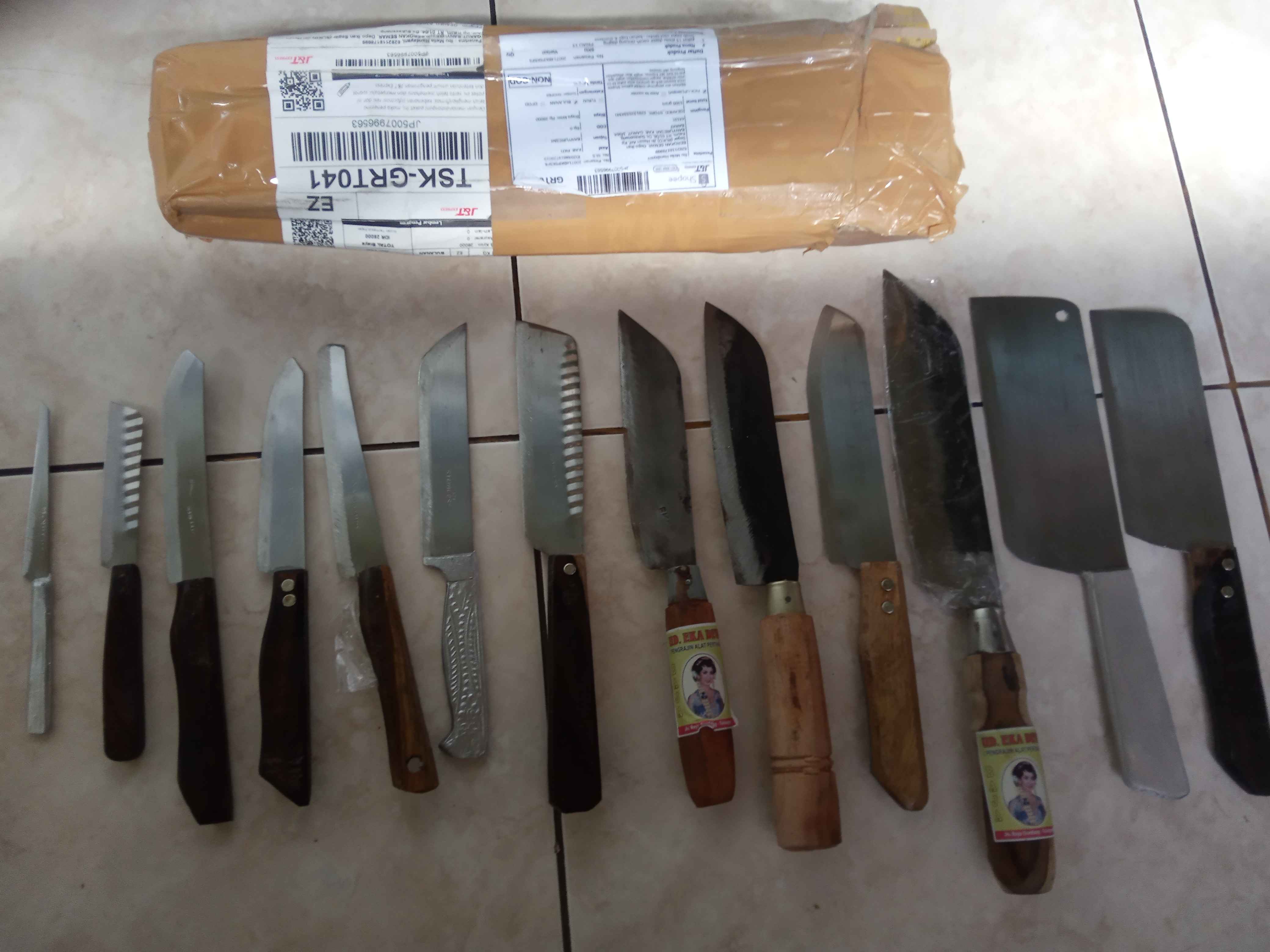 Paket 13 Pisau Dapur Cacah Cincang Daging Buah Sayur Usul Lambu - Bahan Baja & Stainless