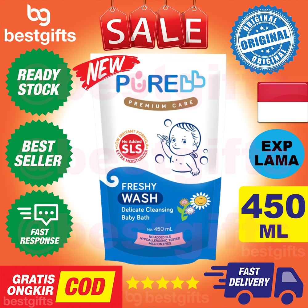 PURE BABY KIDS PUREBABY PUREKIDS WASH REFILL FRESHY 450 ML 450ML SABUN MANDI CAIR BADAN BAYI ANAK