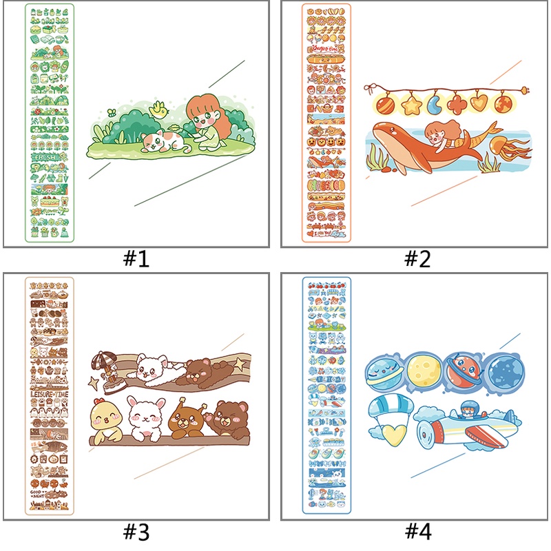Japanese Cute Character Long Strip Sticker Girl Diary Handbook DIY Decoration Material