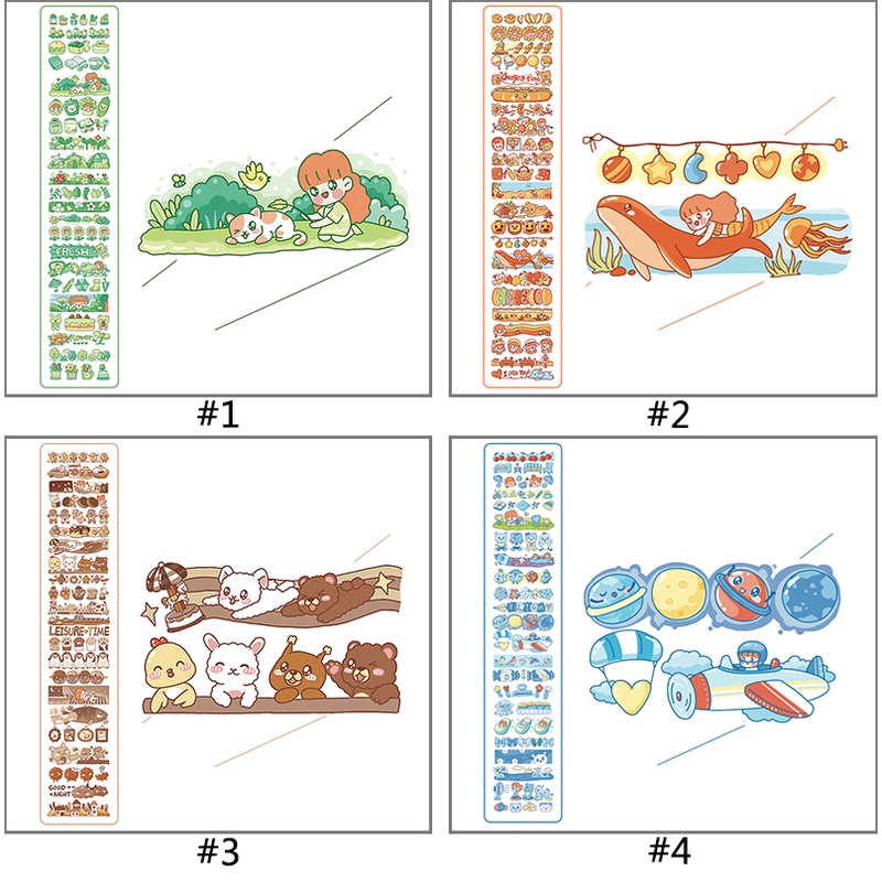 Japanese Cute Character Long Strip Sticker Girl Diary Handbook DIY Decoration Material