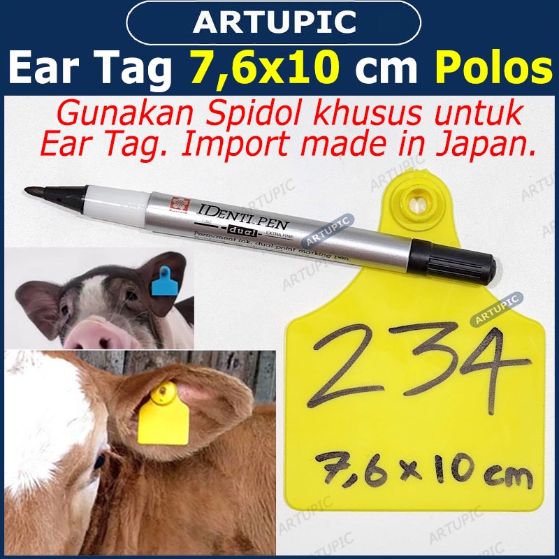 Ear Tag 7.6x10 cm POLOS ECERAN Eartag Necktag bisa Kalung Hewan Ternak Babi Sapi Kuda Kambing Domba