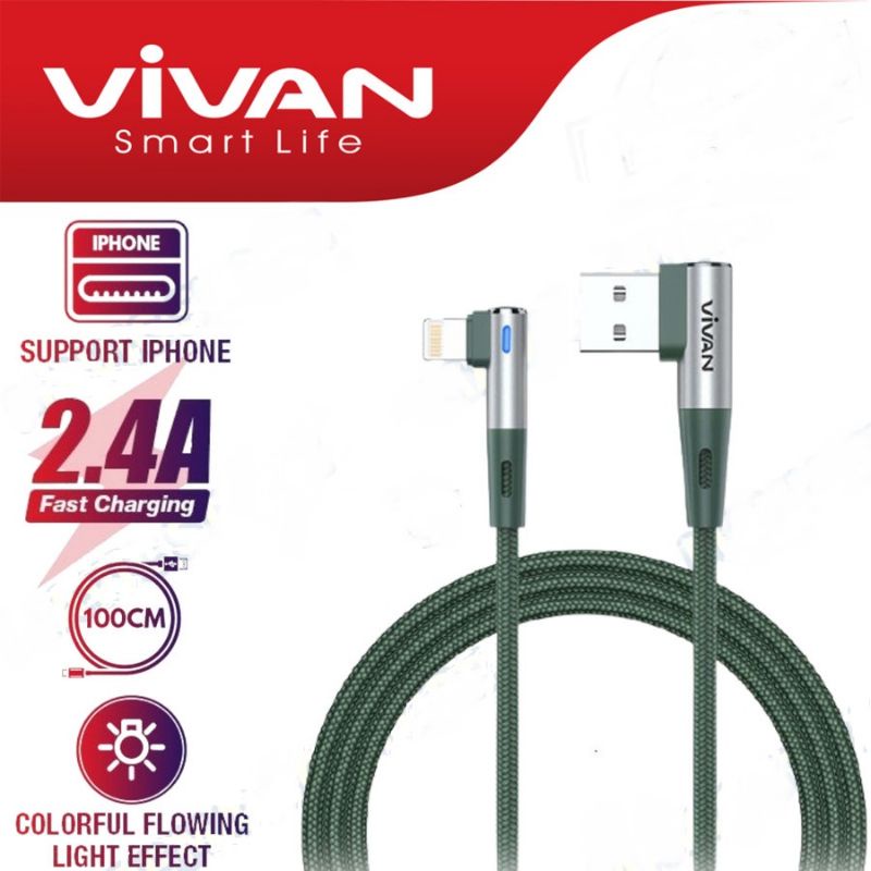 Vivan Kabel Data Gaming Game Micro USB Type C IPhone Lightning Cable Charger Casan LED Light Fast Ch