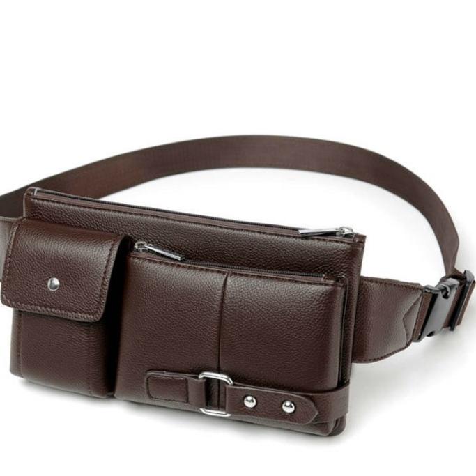 (TERPERCAYA) Marvel Waist Bag Premium - Tas Pinggang Pria Kulit Sintetis Import Bag