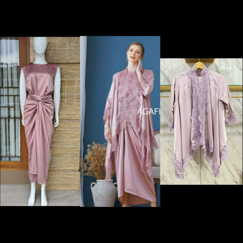 [PRELOVED TAPI NEW BLM PERNAH DIPAKAI] SET PREMIUM RAISA AGAFIA (one set satin Lilac by Agafia)
