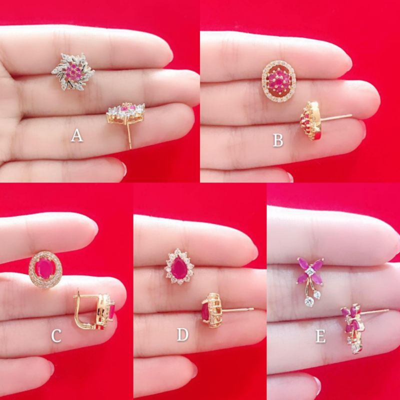 promo anting giok batu giok Mirah lapis emas 20 motif