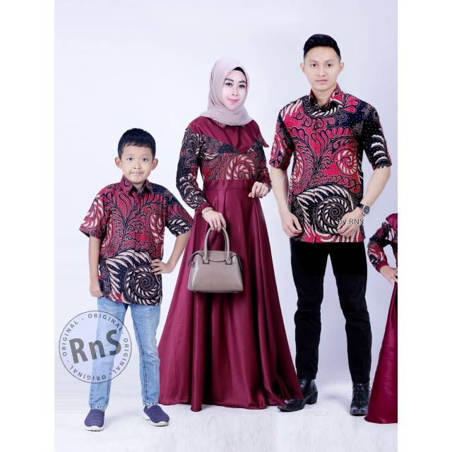 Couple batik kombinasi set hem anak