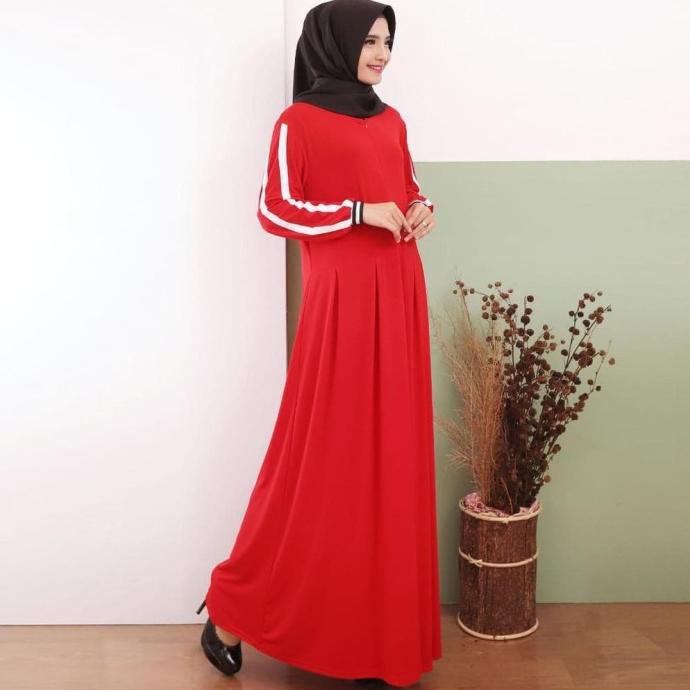 HITJAB - BAJU GAMIS WANITA TERBARU GAMIS POLOS JERSEY LIST MANSET 7098