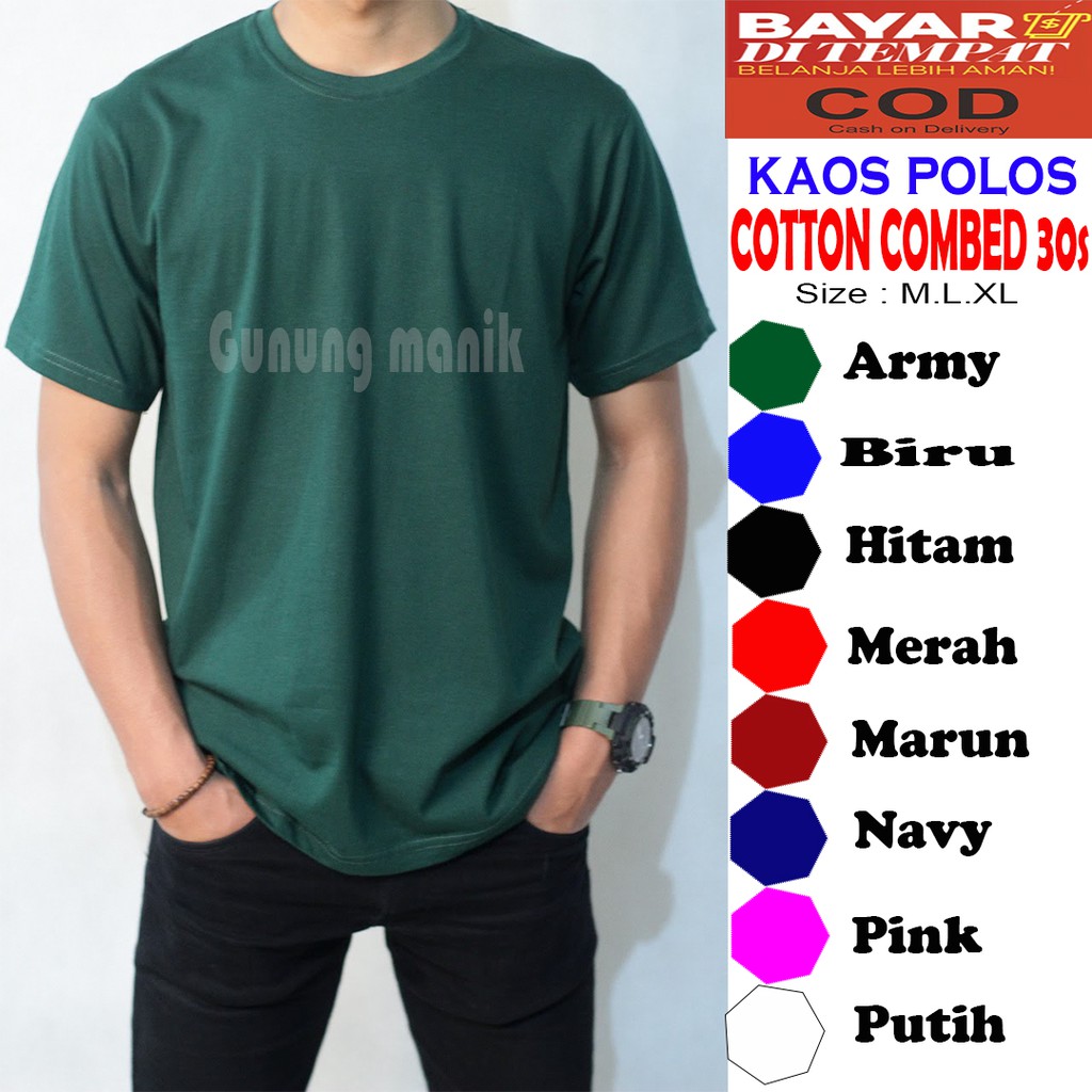 KAOS POLOS MURAH BISA DISABLON BAHAN COTTON COMBED 30S size M.L.XL LENGAN PENDEK