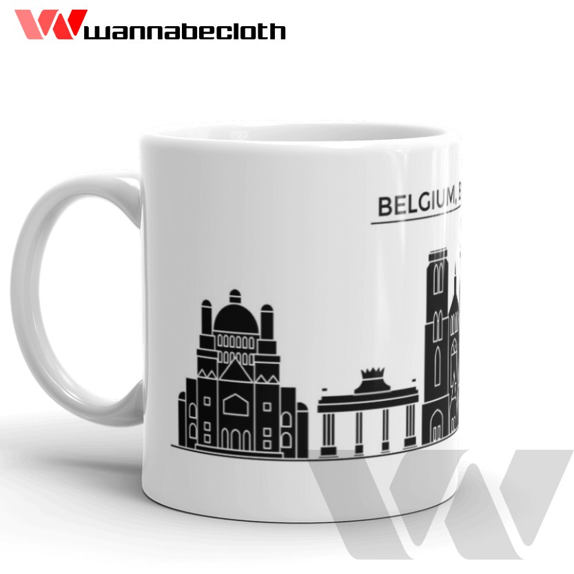 Gelas Brussels Belgium Belgia Mug Brussels Belgium Belgia Souvenir Brussels Mug World City v3