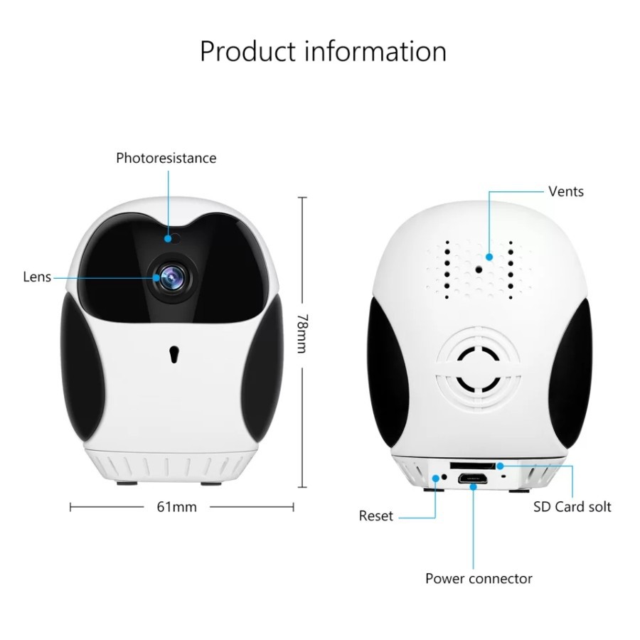 NA - Ip Camera 360 Wifi Infrared Full HD - CCTV Mini Wifi Monitor D1