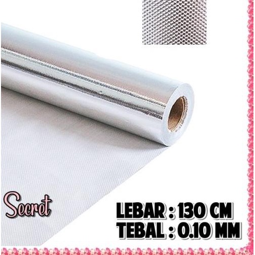 ☏ Kain PVC Metalik Silver Aluminium / Plastik Bintik Silver Pelapis Tas ✭