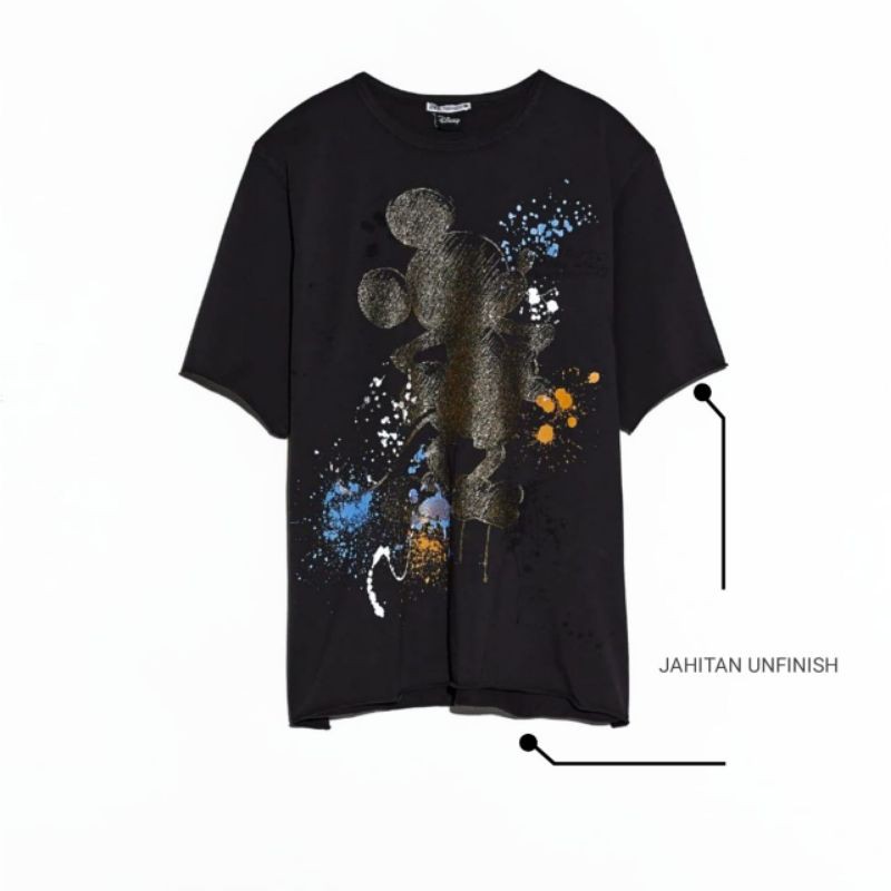 kaos zara unfinish mickey disney kaos mickey mouse  t shirt zara baju zara wanita lengan pendek