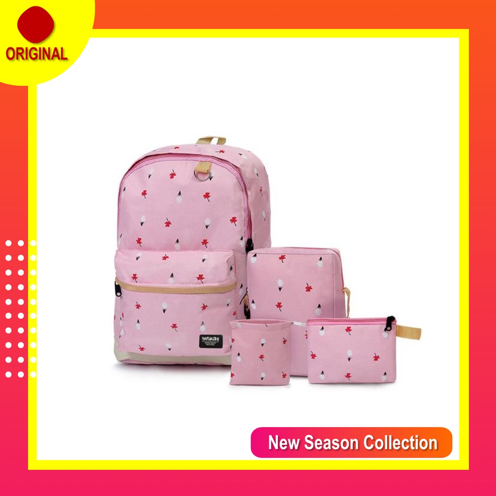 tas ransel sd anak perempuan motif pink polka free tas selempang kecil KID 372