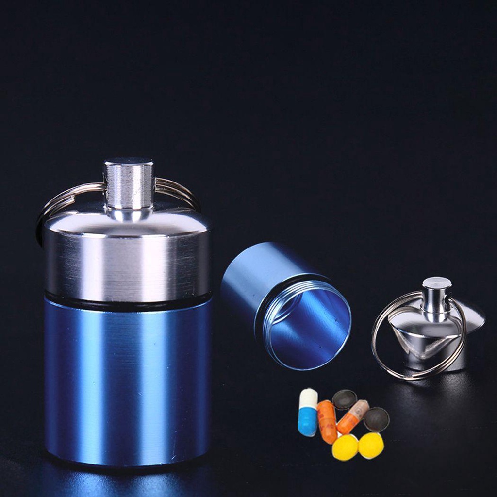 [Elegan] Pill Box Case Mini Perjalanan Luar Ruangan Botol Camping Metal Pocket Pill Case