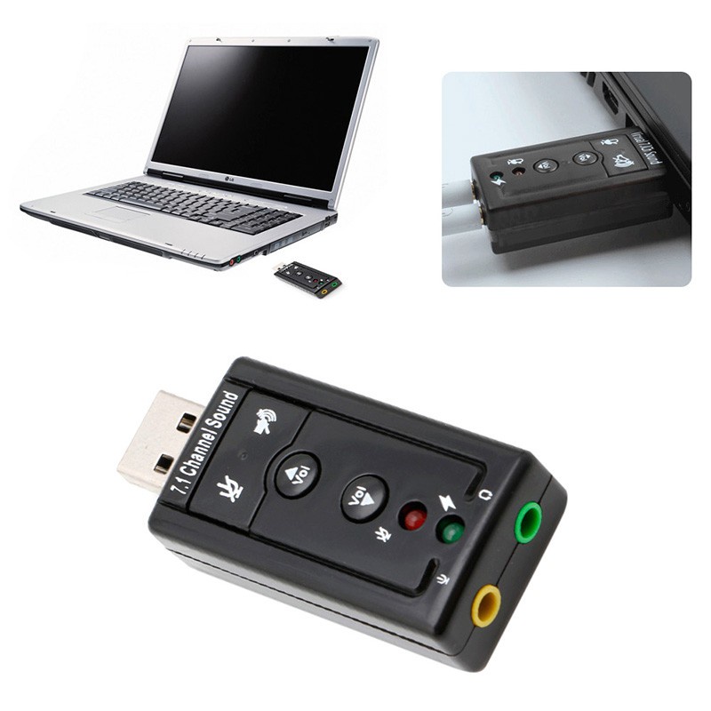 Btsg Adapter Sound Card Eksternal 7.1 Channel 3d Warna Hitam Untuk Pc / Laptop