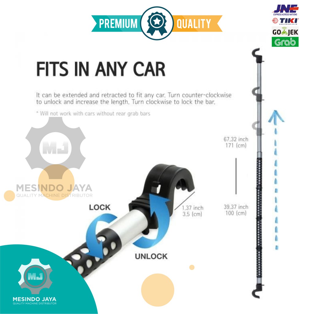 Gantungan Bar Baju Jas Pakaian Mobil / Car Hanger Clothes Bar Expandable Portable Hook Hanger Baju