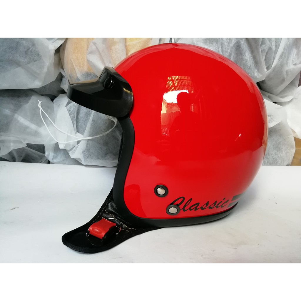 HELM BOGO CLASSIC MERAH  DEWASA TANPA KACA
