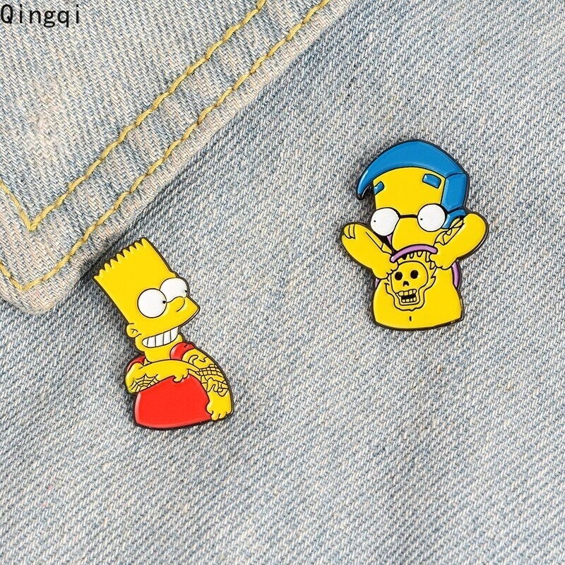 Bros Pin Enamel Desain Kartun Simpson Untuk Kerah Kemeja