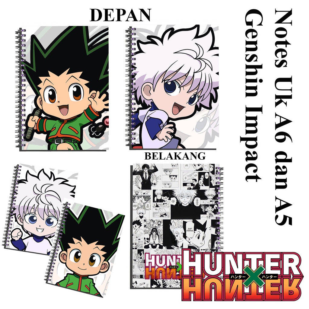 

jurnal / notes / note book / buku catatan / anime hunter x hunter uk a5 (21x14,85cm) full colour murah meriah