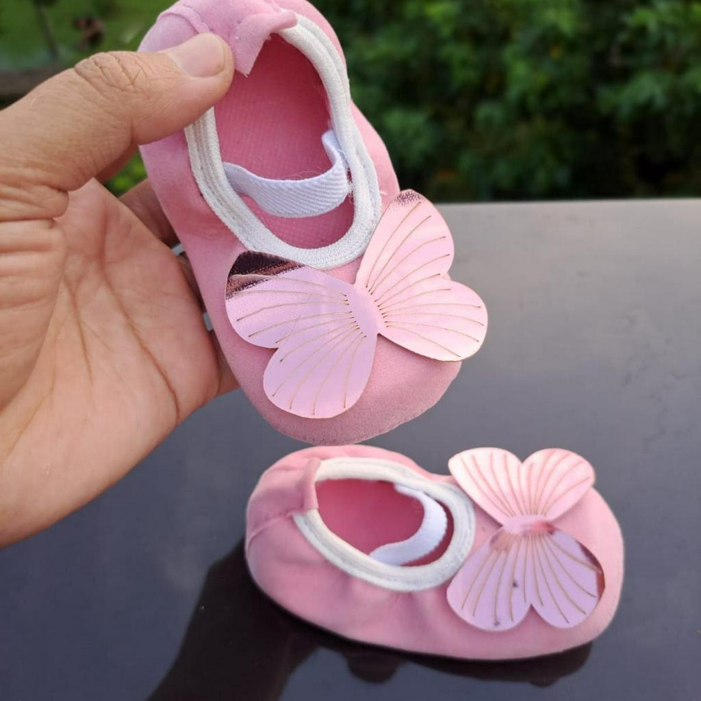 VINANDOZ PRP10 Sepatu baby bayi prewalker 1_12 bulan motif Pita Kupu kupu bahan bulu lembut