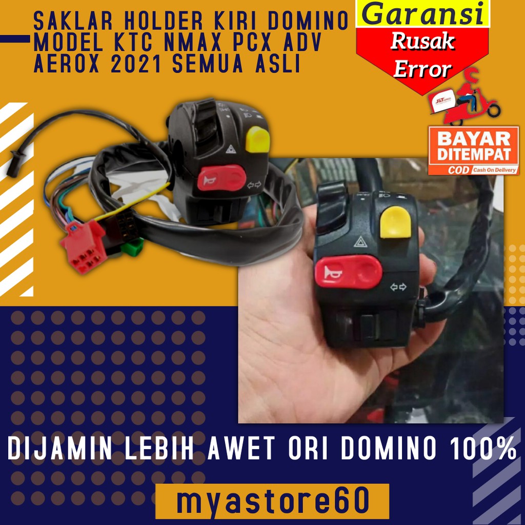 SAKLAR SAKELAR KLAKSON HOLDER KIRI DOMINO MODEL KTC NMAX PCX ADV AEROX 2021 SEMUA ASLI SPAREPART MT