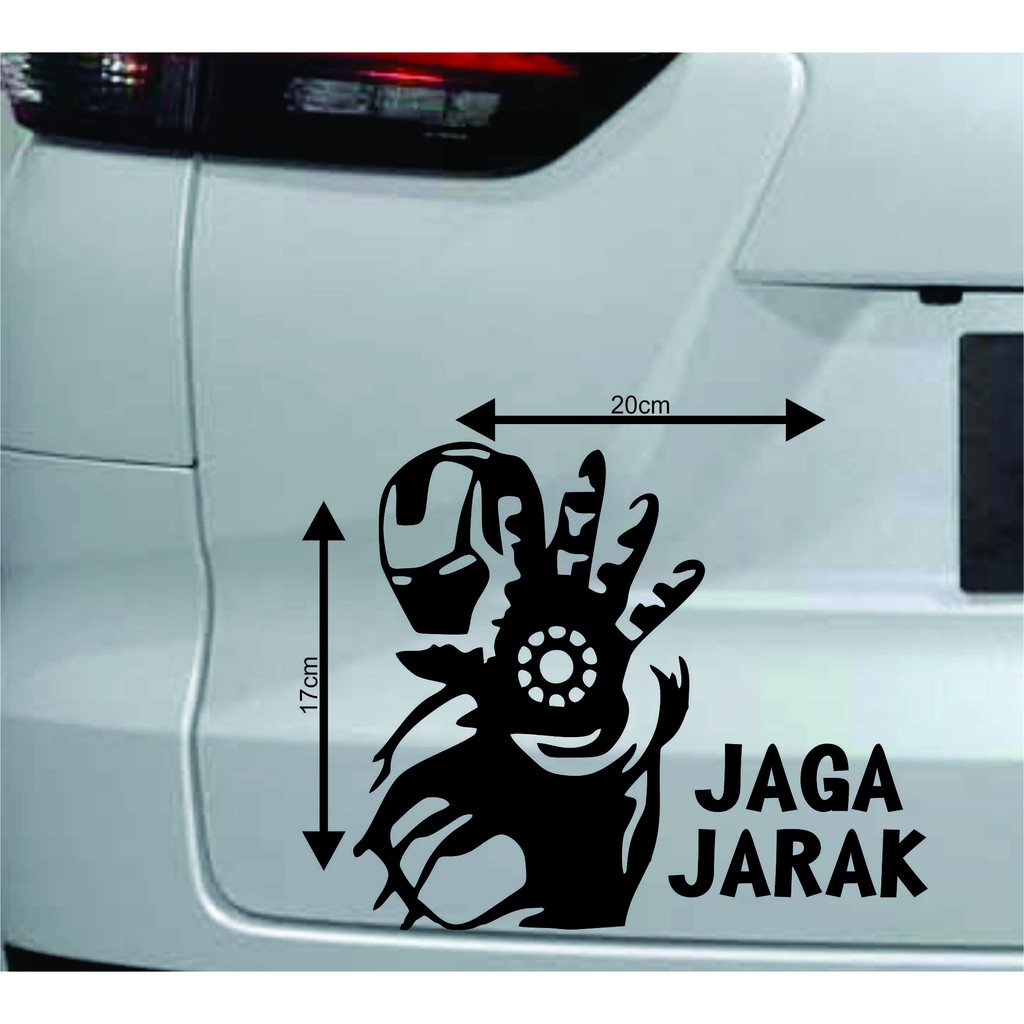 Sticker Cutting Vinyl Iron Man Jaga Jarak Stiker Mobil Shopee Indonesia