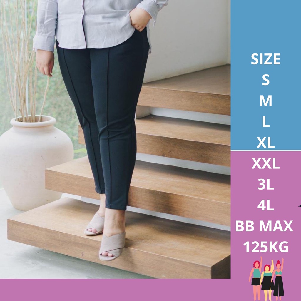 [Part 2] Dotty List Pants Celana Panjang wanita  Celana Kerja Baggy Pants Basic Scuba