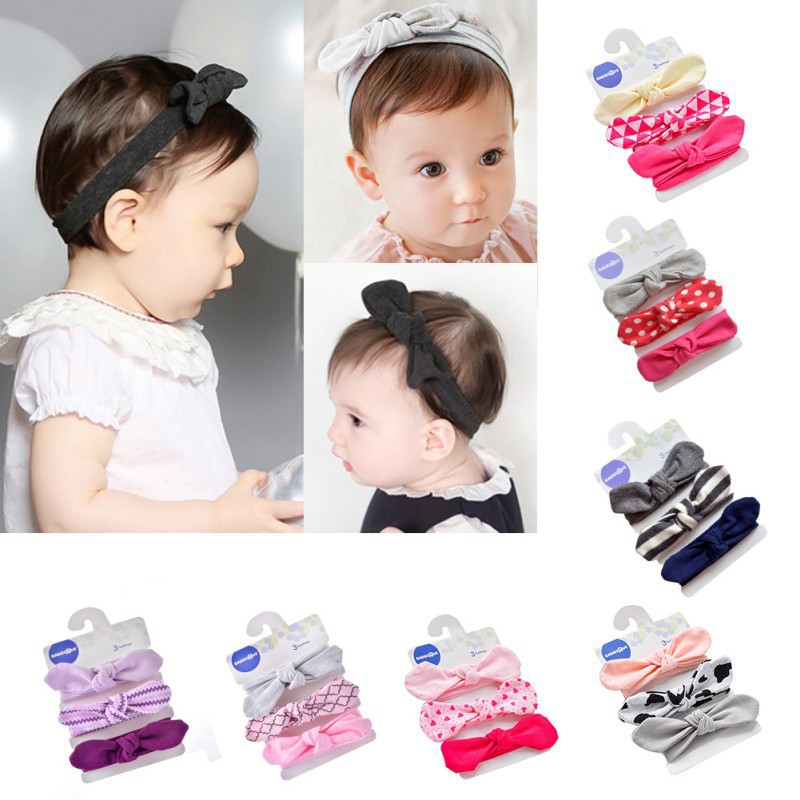 Bandana Bayi Import Bando pita Balita isi 3 Pcs - Jasmine Headband 3in1