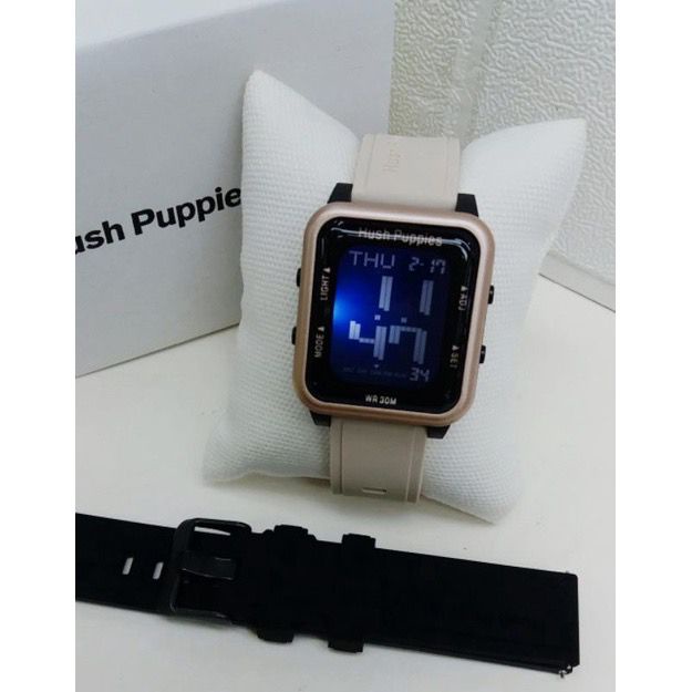 Jam Tangan Wanita HUSH PUPPIES DIGITAL 1302 Double strap Rubber